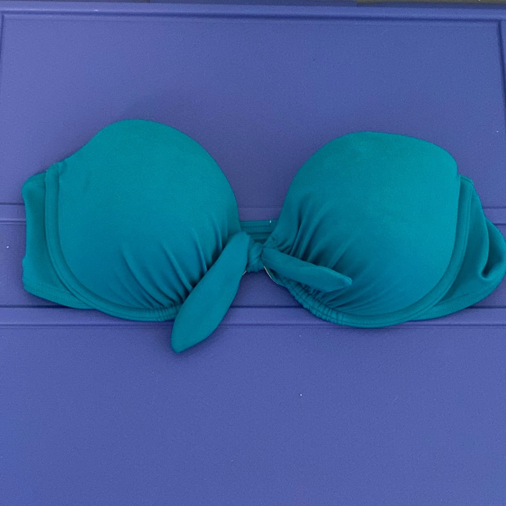Victoria’s Secret Teal Bikini Top Underwire Biofit 34B Strapless